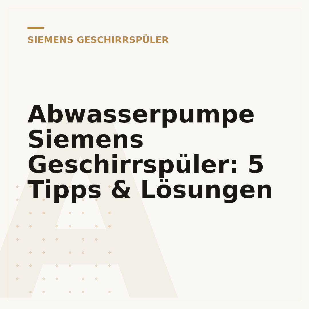 Abwasserpumpe Siemens Geschirrspüler: 5 Tipps & Lösungen