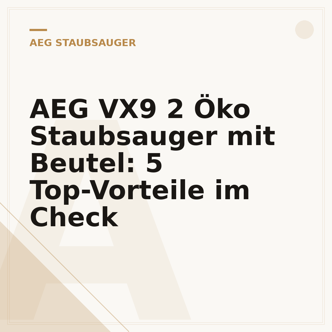 AEG VX9 2 Öko Staubsauger mit Beutel: 5 Top-Vorteile im Check