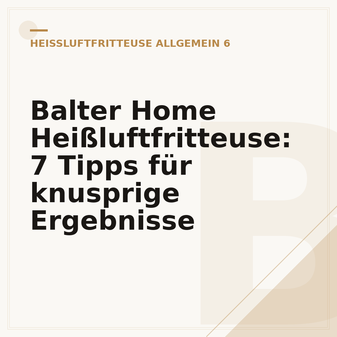 Balter Home Heißluftfritteuse: 7 Tipps für knusprige Ergebnisse