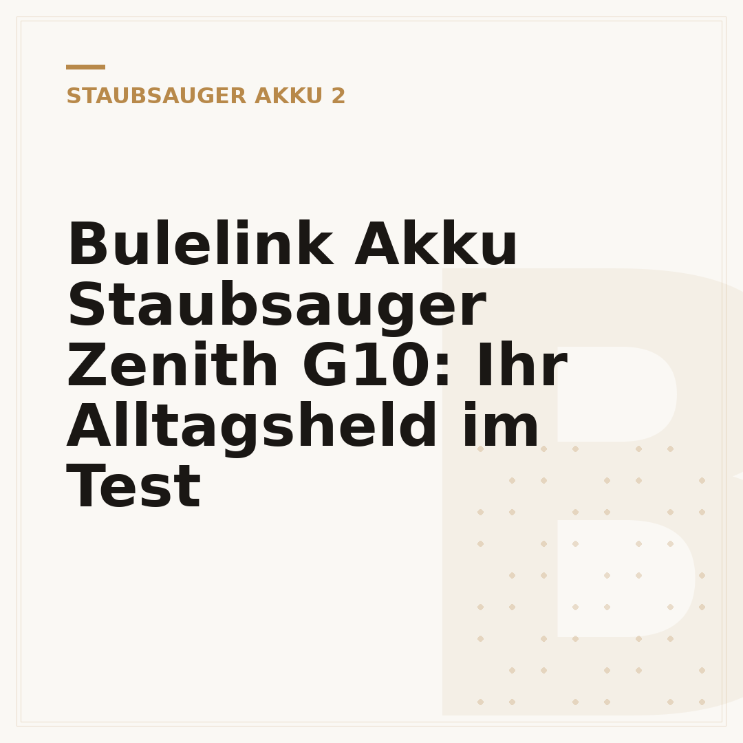 Bulelink Akku Staubsauger Zenith G10: Ihr Alltagsheld im Test