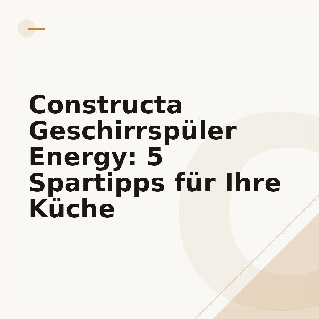 Constructa Geschirrspüler Energy: 5 Spartipps für Ihre Küche
