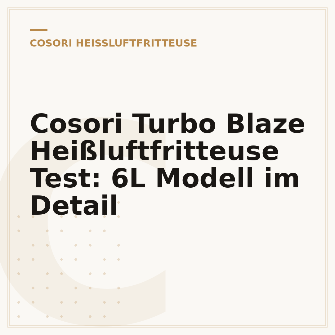 Cosori Turbo Blaze Heißluftfritteuse Test: 6L Modell im Detail