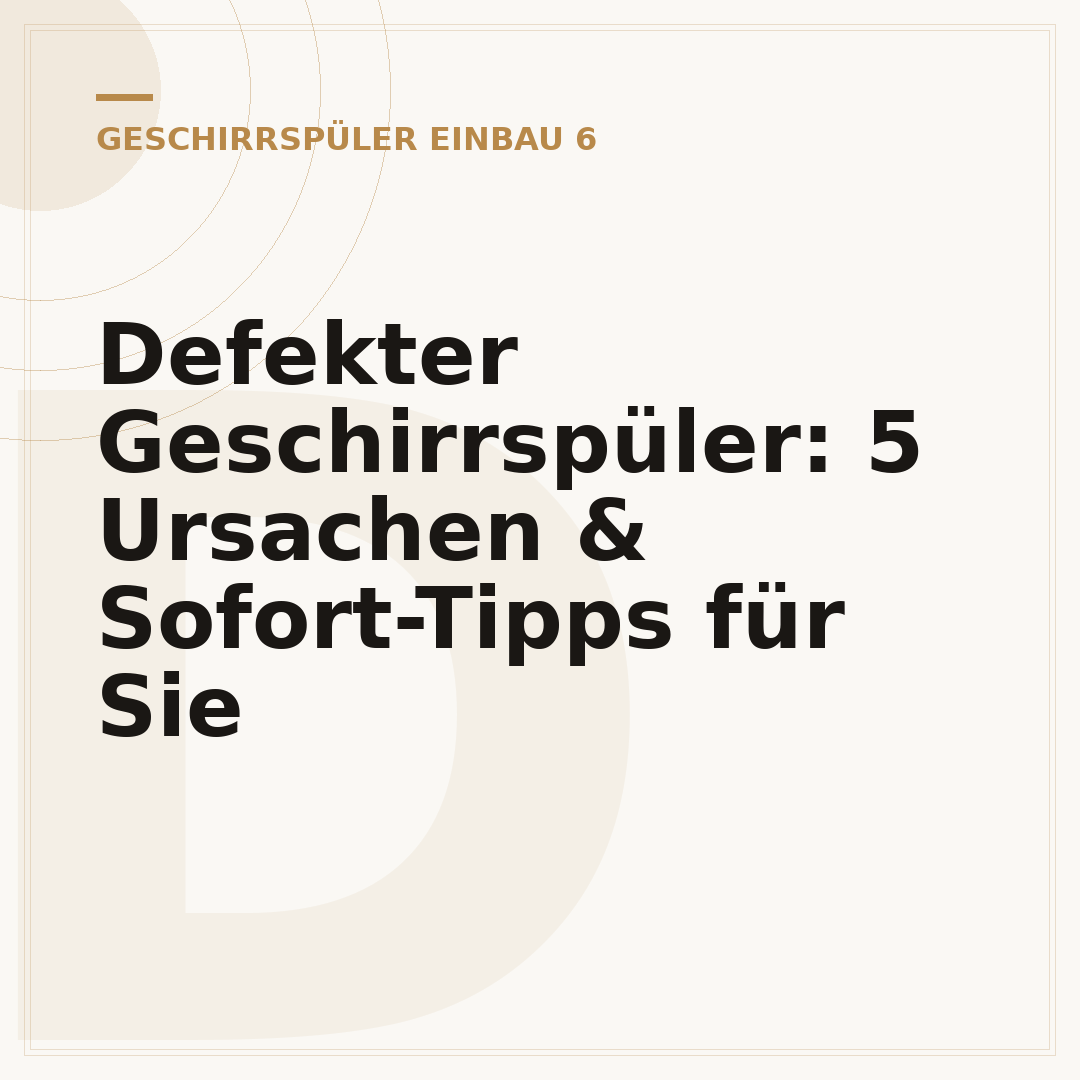 Defekter Geschirrspüler: 5 Ursachen & Sofort-Tipps für Sie