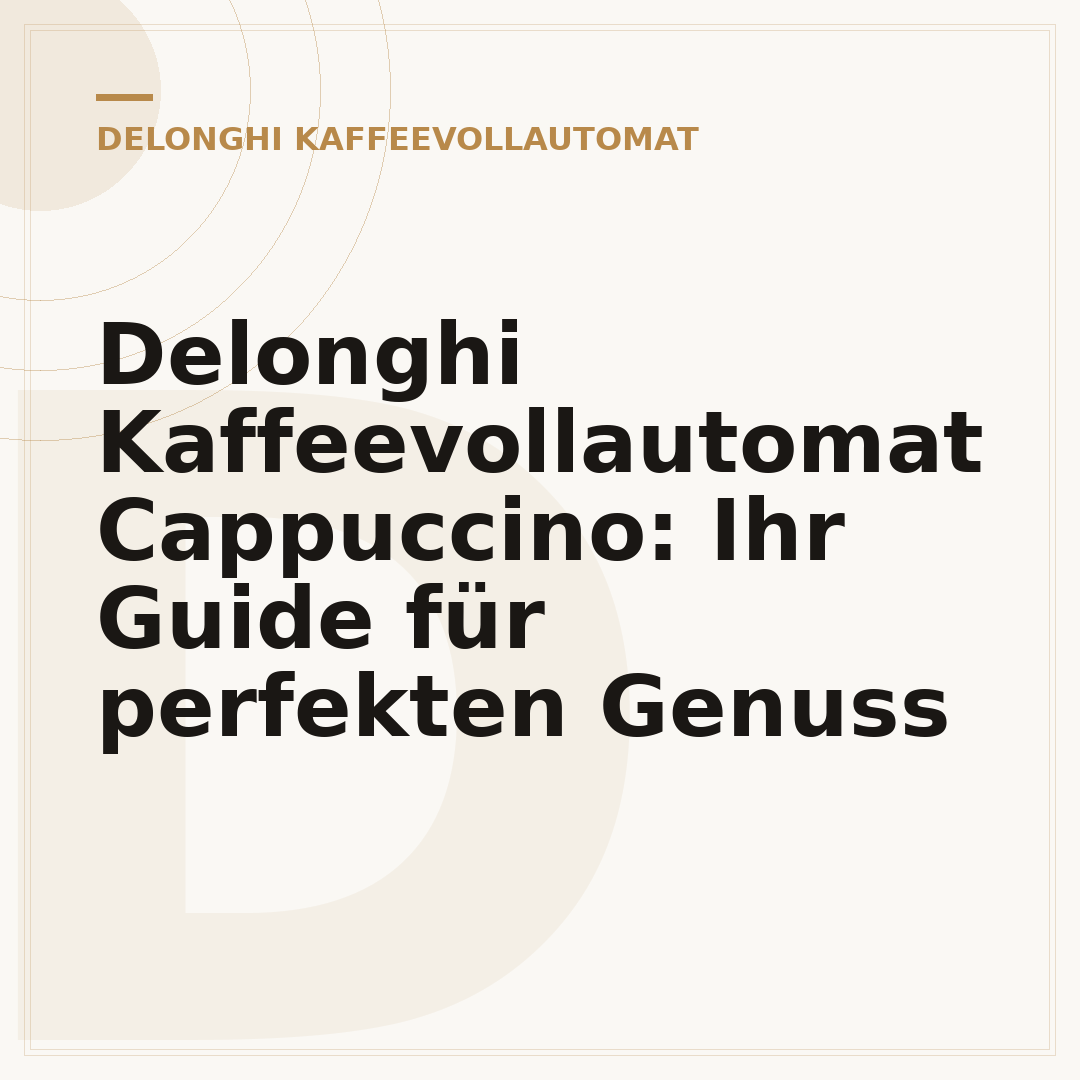 Delonghi Kaffeevollautomat Cappuccino: Ihr Guide für perfekten Genuss