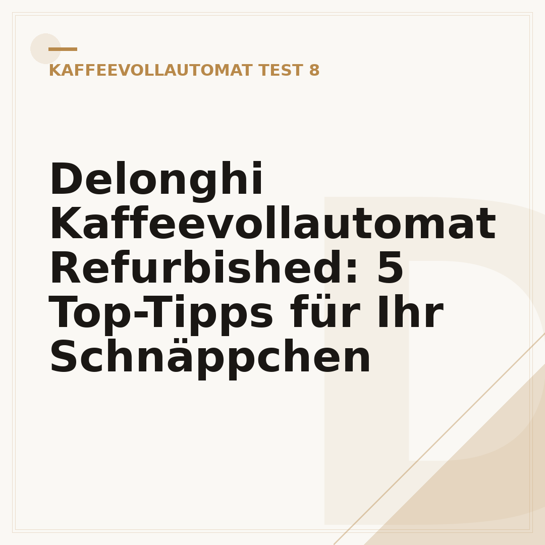 Delonghi Kaffeevollautomat Refurbished: 5 Top-Tipps für Ihr Schnäppchen