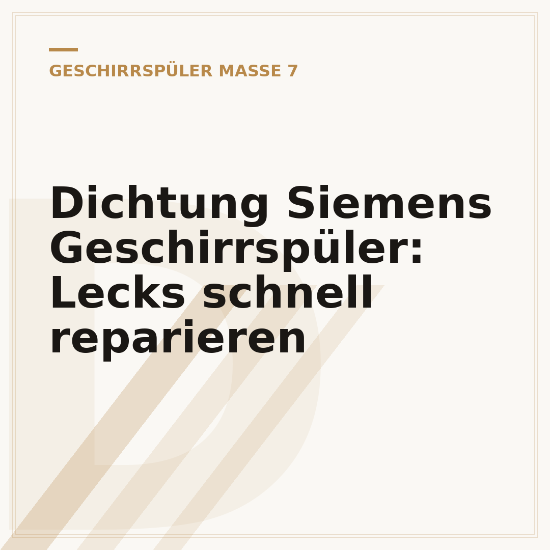 Dichtung Siemens Geschirrspüler: Lecks schnell reparieren