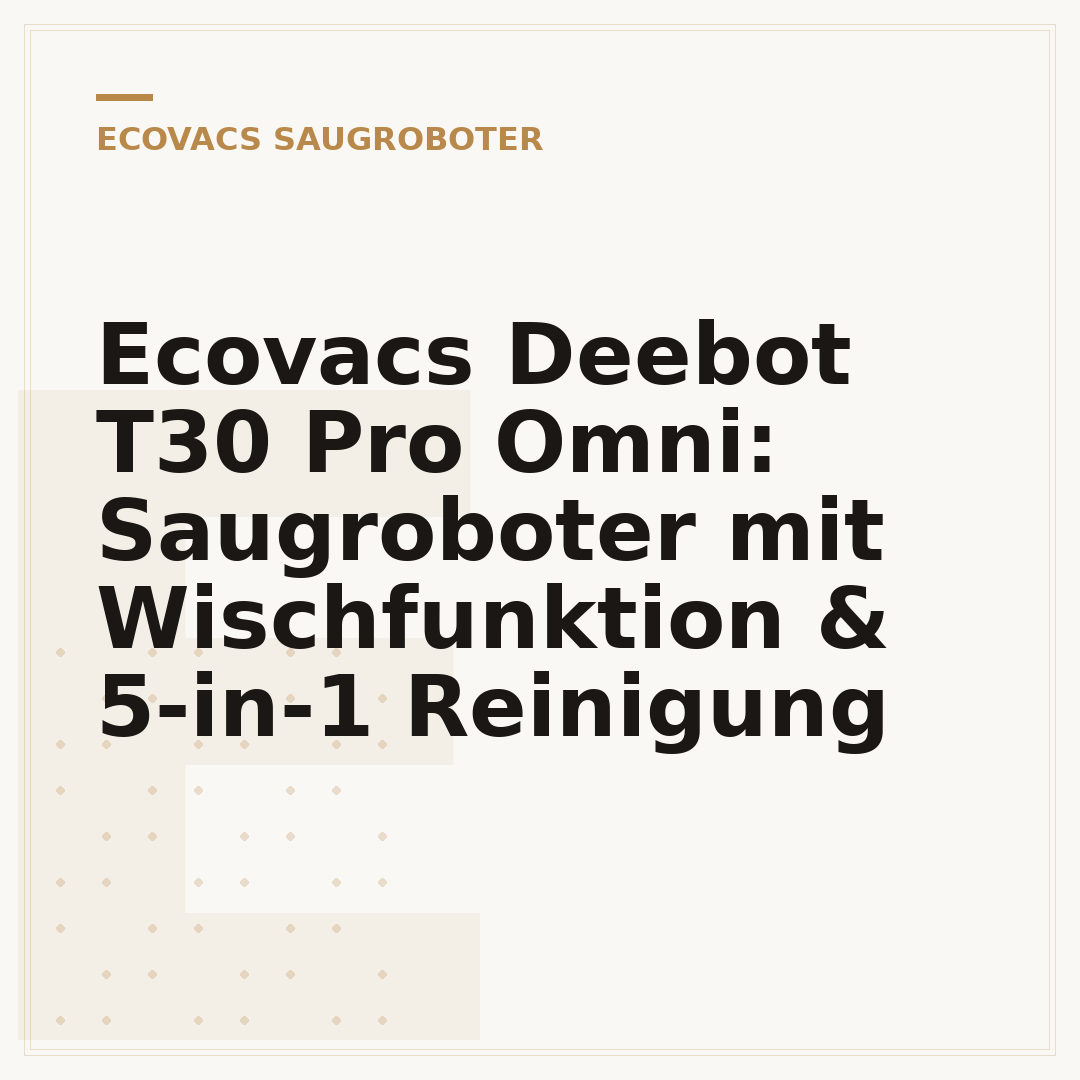 Ecovacs Deebot T30 Pro Omni: Saugroboter mit Wischfunktion & 5-in-1 Reinigung