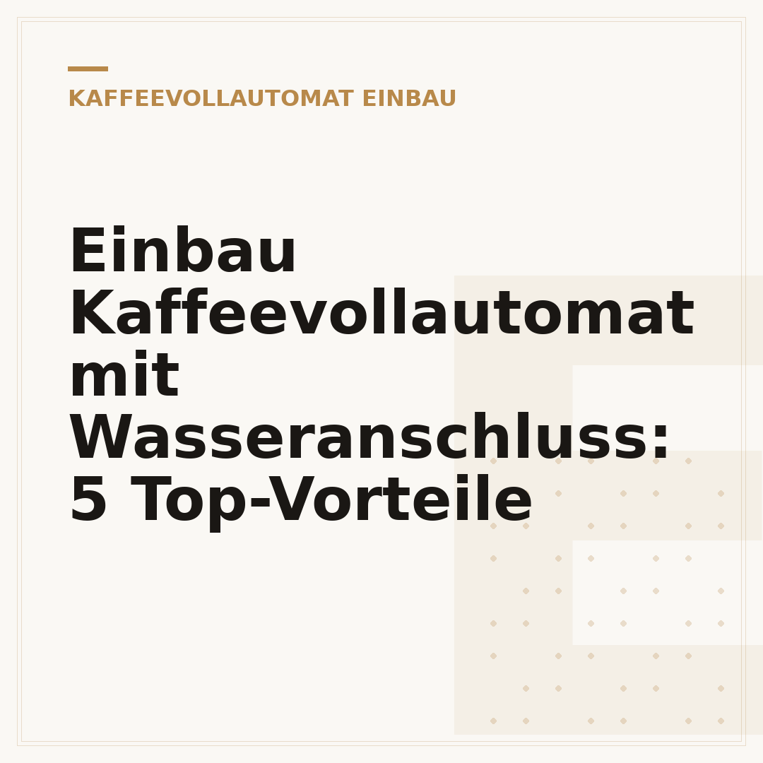 Einbau Kaffeevollautomat mit Wasseranschluss: 5 Top-Vorteile
