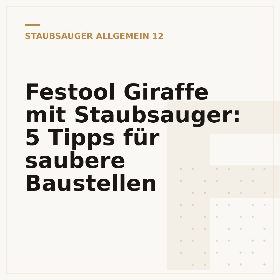 Festool Giraffe mit Staubsauger: 5 Tipps für saubere Baustellen