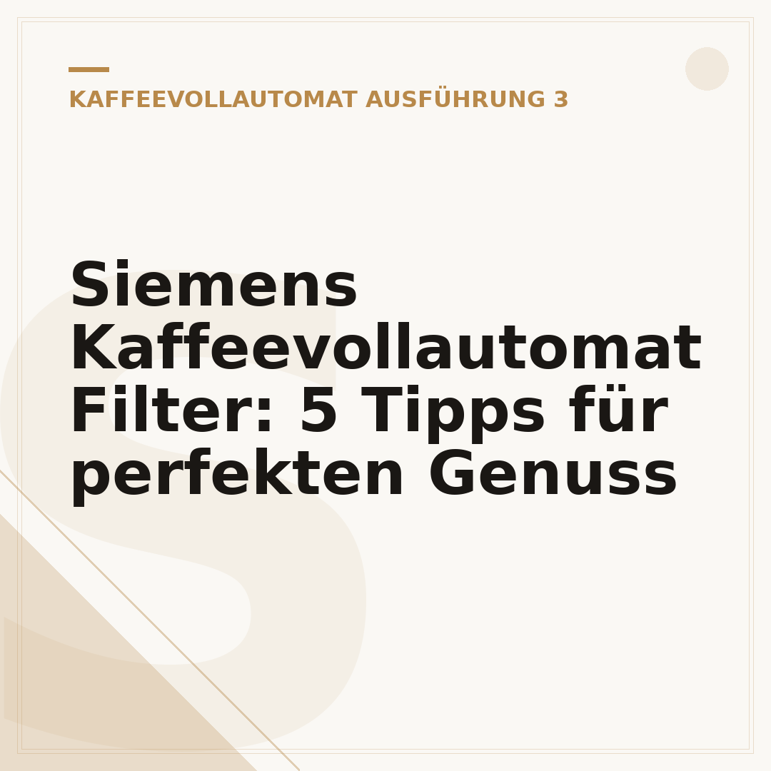 Siemens Kaffeevollautomat Filter: 5 Tipps für perfekten Genuss