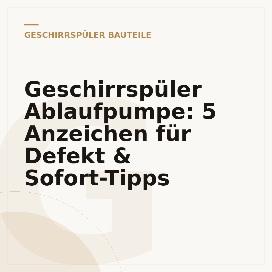 Geschirrspüler Ablaufpumpe: 5 Anzeichen für Defekt & Sofort-Tipps