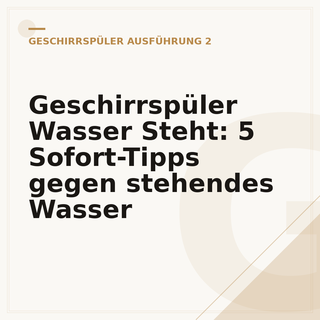 Geschirrspüler Wasser Steht: 5 Sofort-Tipps gegen stehendes Wasser