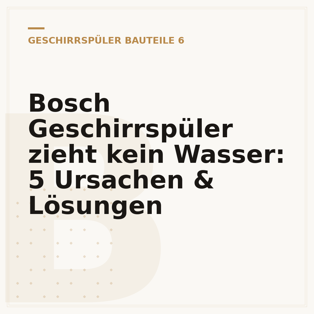Bosch Geschirrspüler zieht kein Wasser: 5 Ursachen & Lösungen