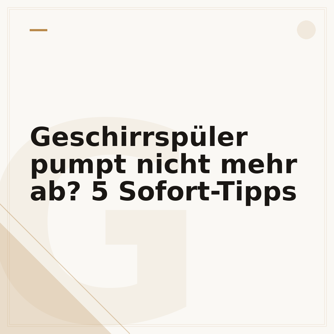 Geschirrspüler pumpt nicht mehr ab? 5 Sofort-Tipps