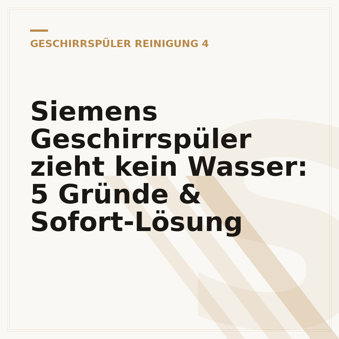 Siemens Geschirrspüler zieht kein Wasser: 5 Gründe & Sofort-Lösung