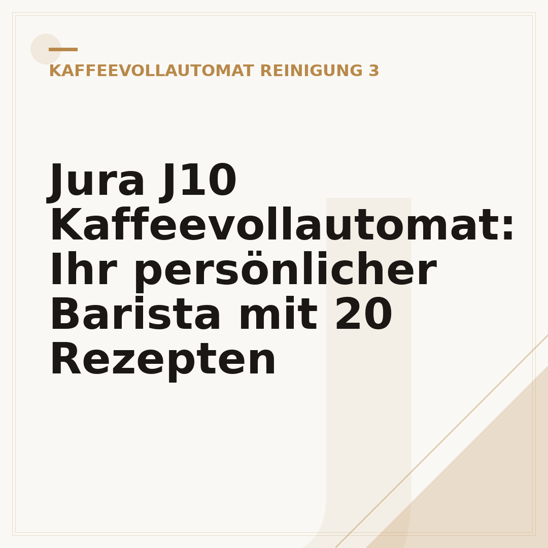 Jura J10 Kaffeevollautomat: Ihr persönlicher Barista mit 20 Rezepten