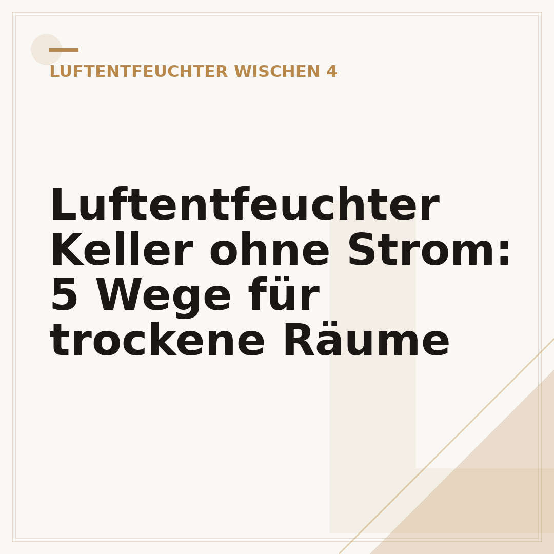 Luftentfeuchter Keller ohne Strom: 5 Wege für trockene Räume