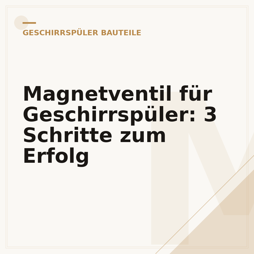 Magnetventil für Geschirrspüler: 3 Schritte zum Erfolg