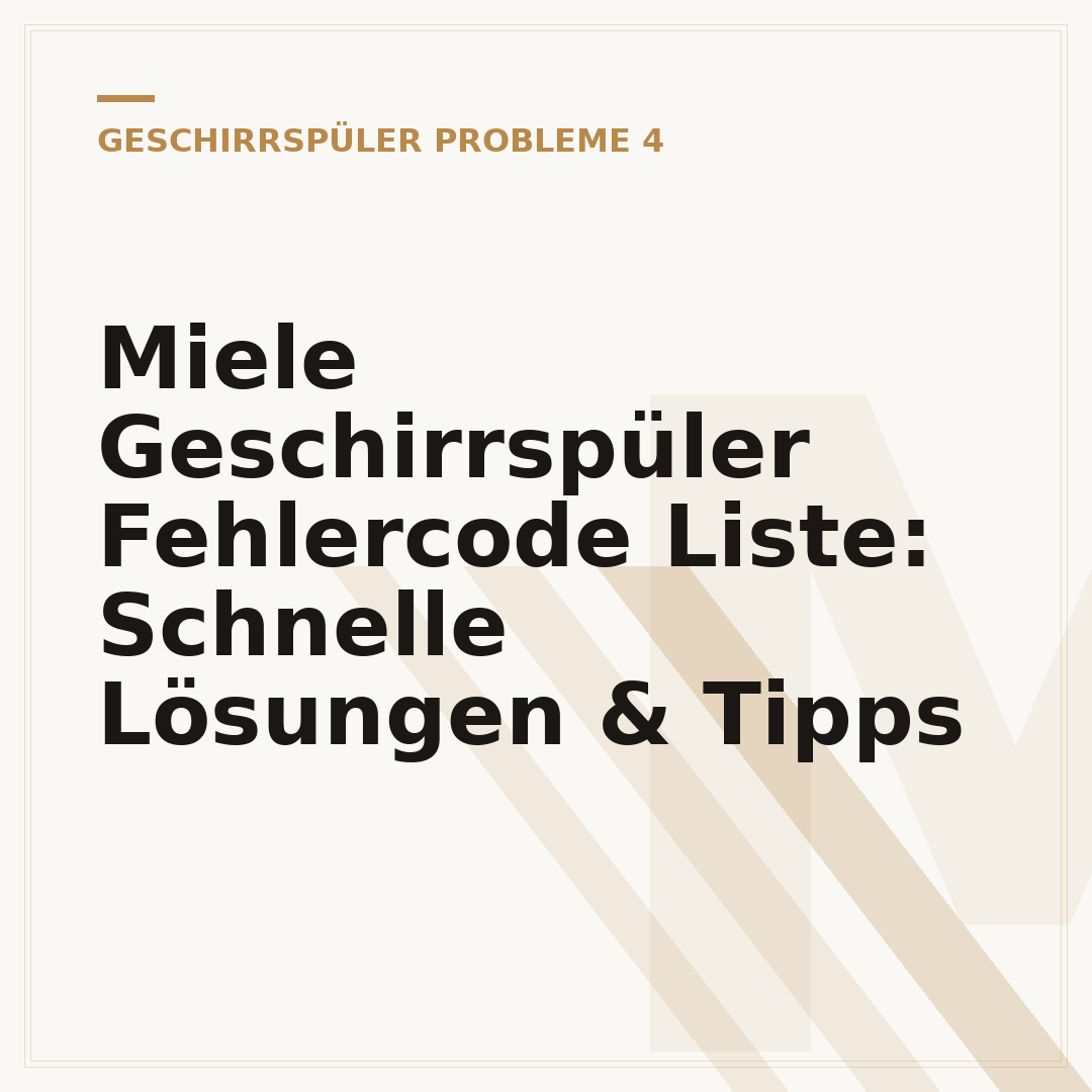 Miele Geschirrspüler Fehlercode Liste: Schnelle Lösungen & Tipps