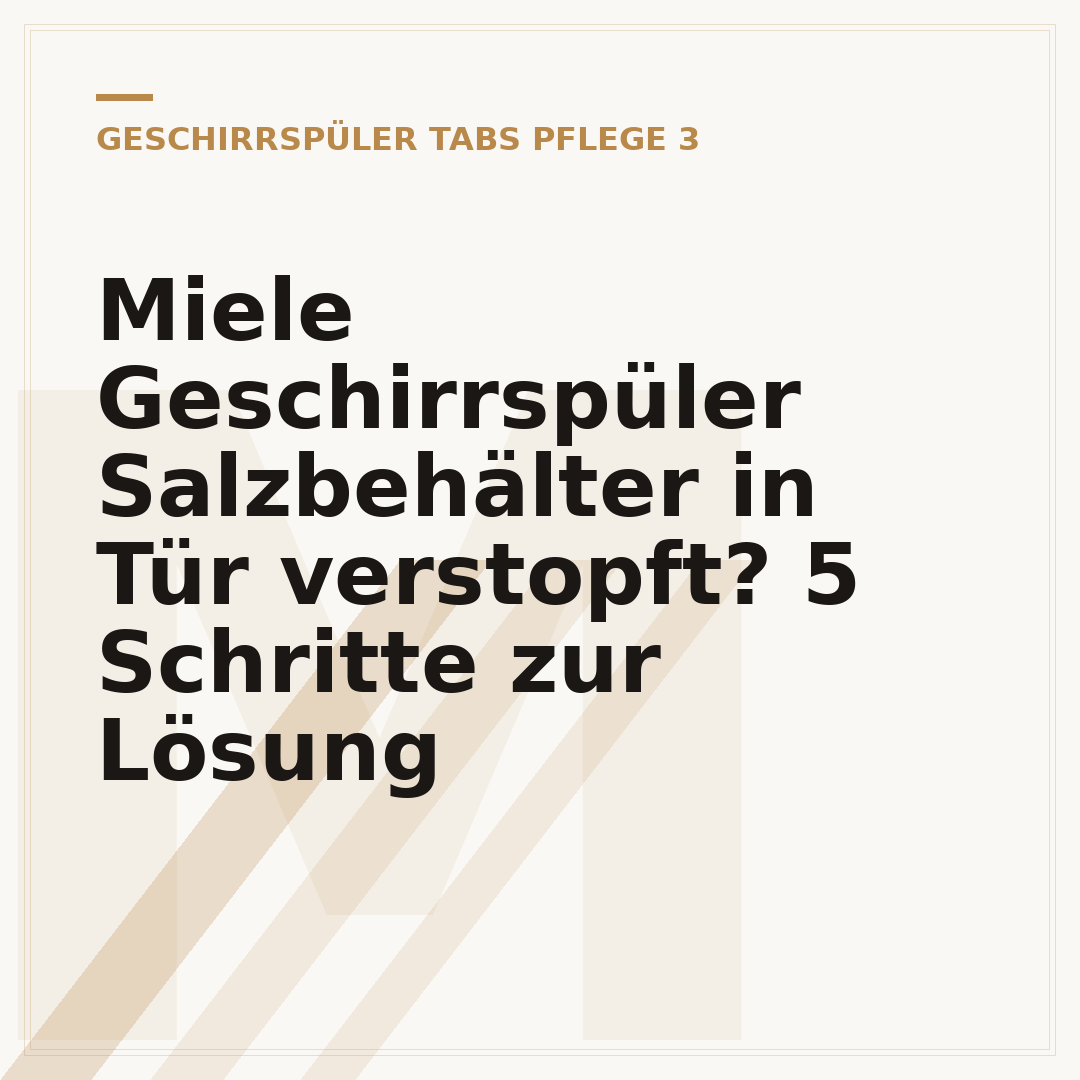 Miele Geschirrspüler Salzbehälter in Tür verstopft? 5 Schritte zur Lösung