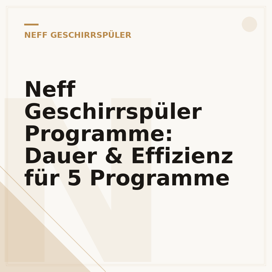 Neff Geschirrspüler Programme: Dauer & Effizienz für 5 Programme