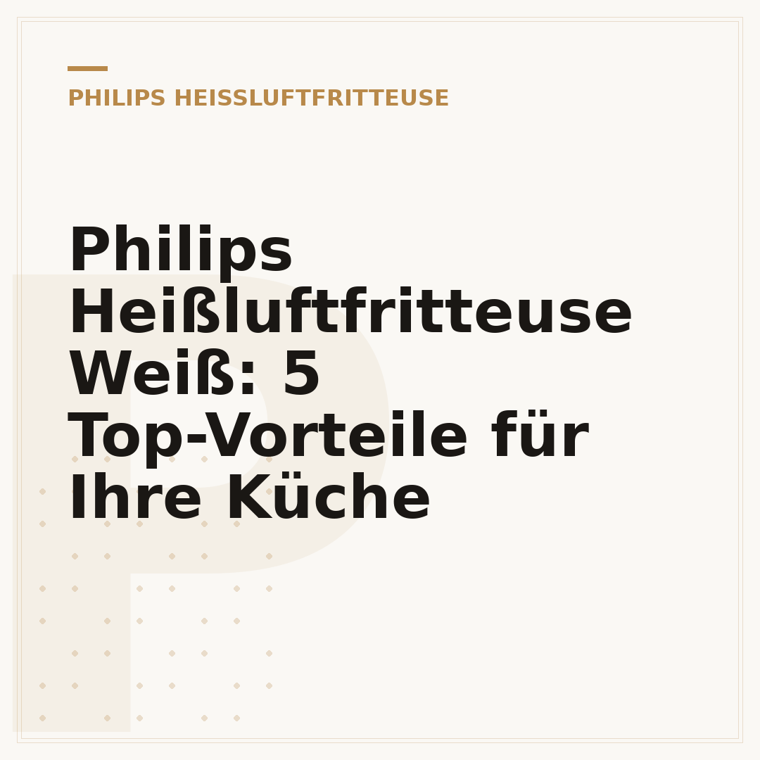 Philips Heißluftfritteuse Weiß: 5 Top-Vorteile für Ihre Küche