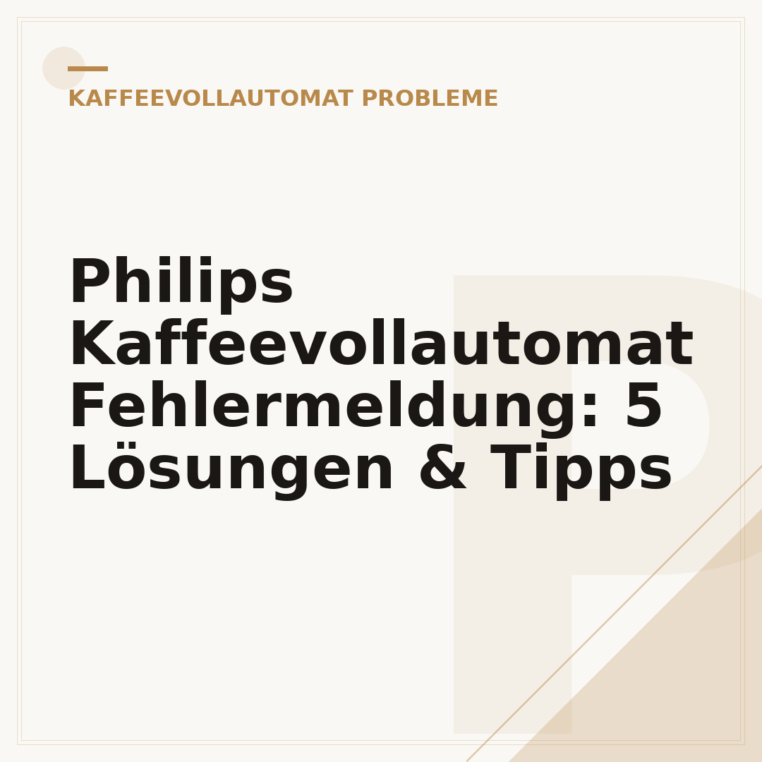 Philips Kaffeevollautomat Fehlermeldung: 5 Lösungen & Tipps