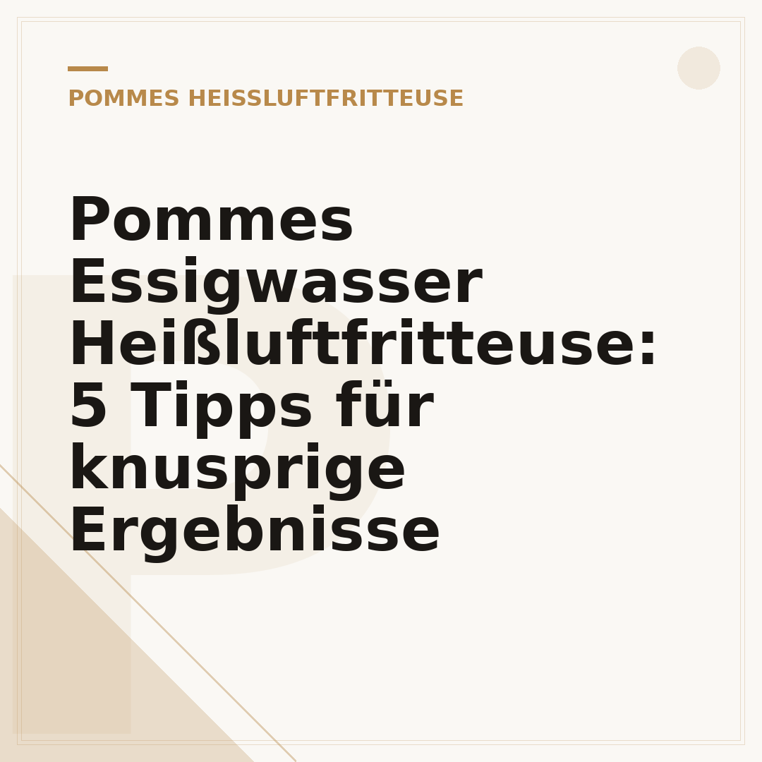 Pommes Essigwasser Heißluftfritteuse: 5 Tipps für knusprige Ergebnisse