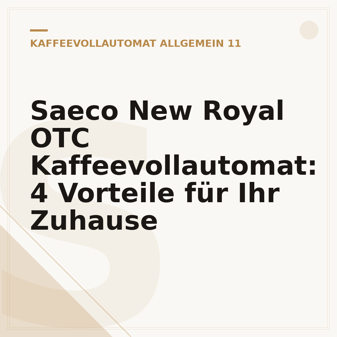 Saeco New Royal OTC Kaffeevollautomat: 4 Vorteile für Ihr Zuhause