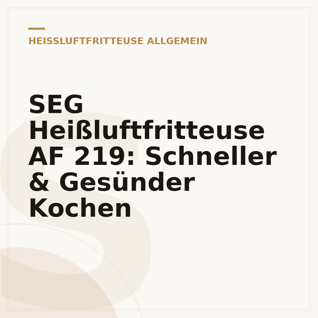SEG Heißluftfritteuse AF 219: Schneller & Gesünder Kochen