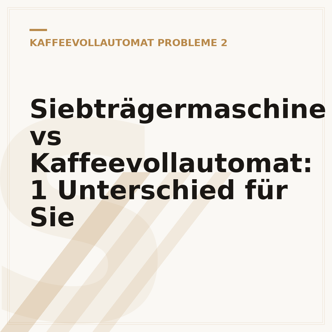 Siebträgermaschine vs Kaffeevollautomat: 1 Unterschied für Sie