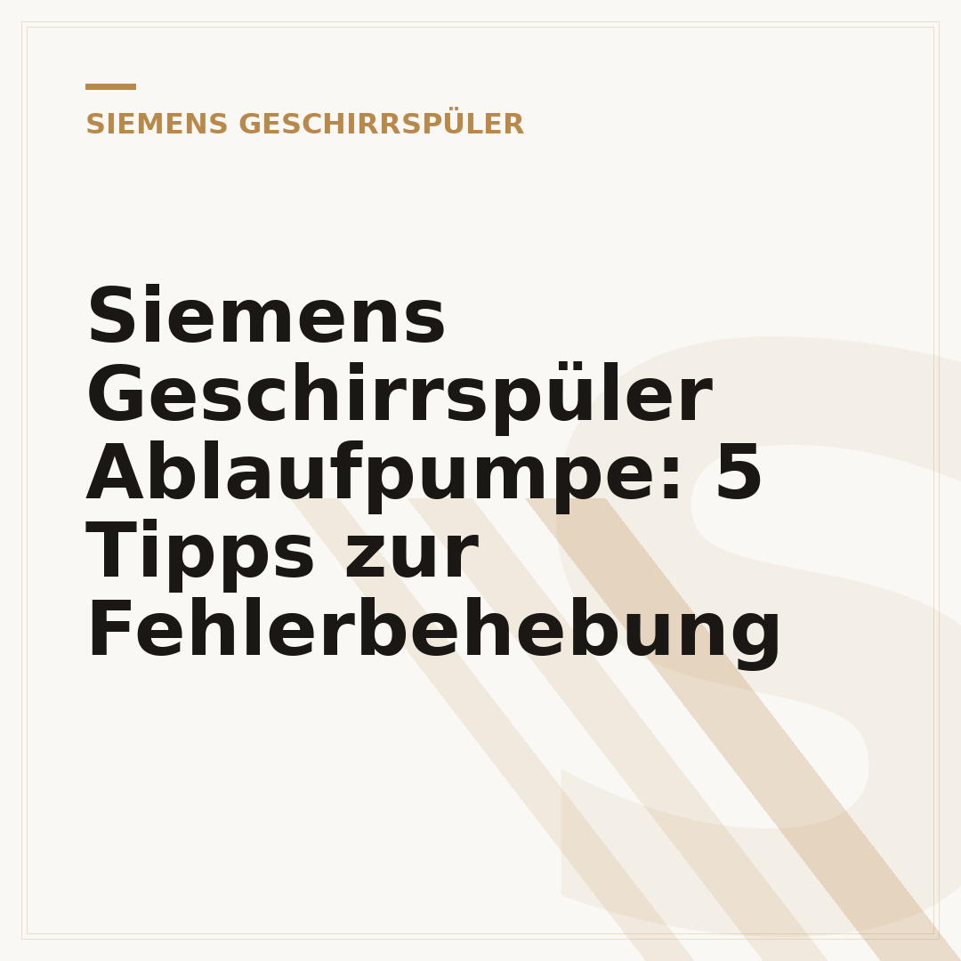 Siemens Geschirrspüler Ablaufpumpe: 5 Tipps zur Fehlerbehebung