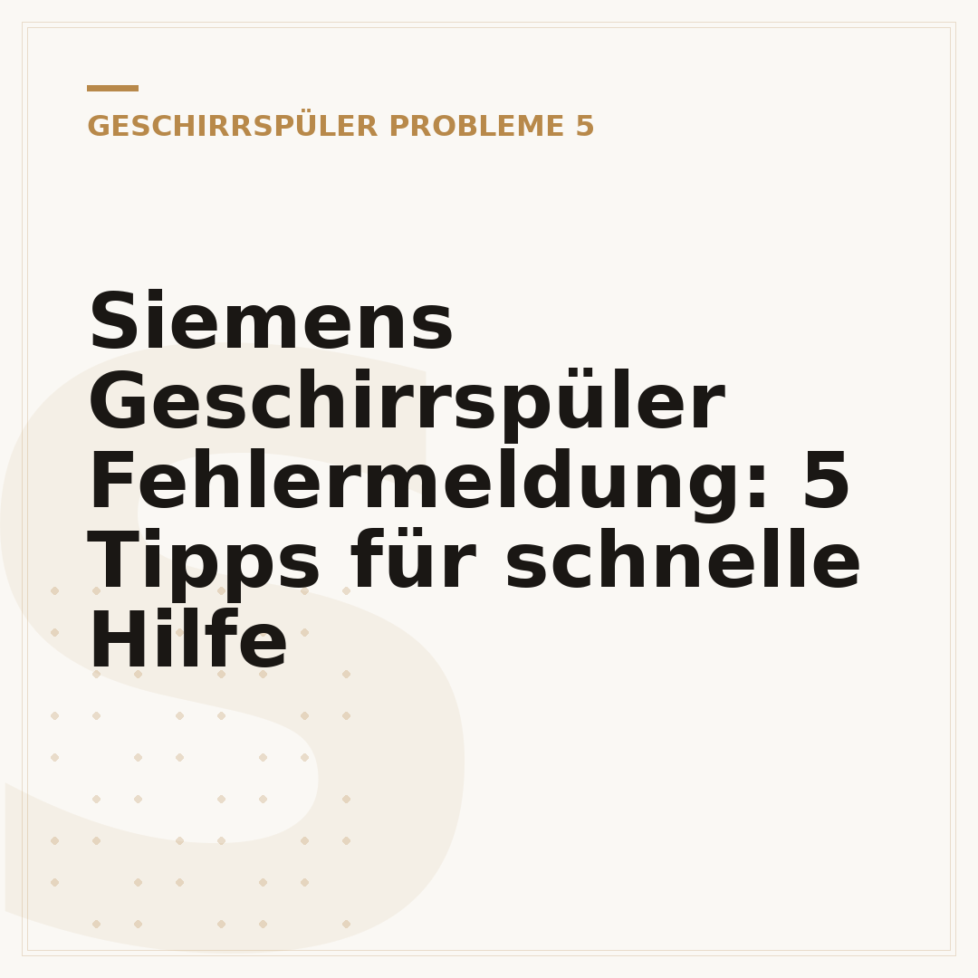 Siemens Geschirrspüler Fehlermeldung: 5 Tipps für schnelle Hilfe