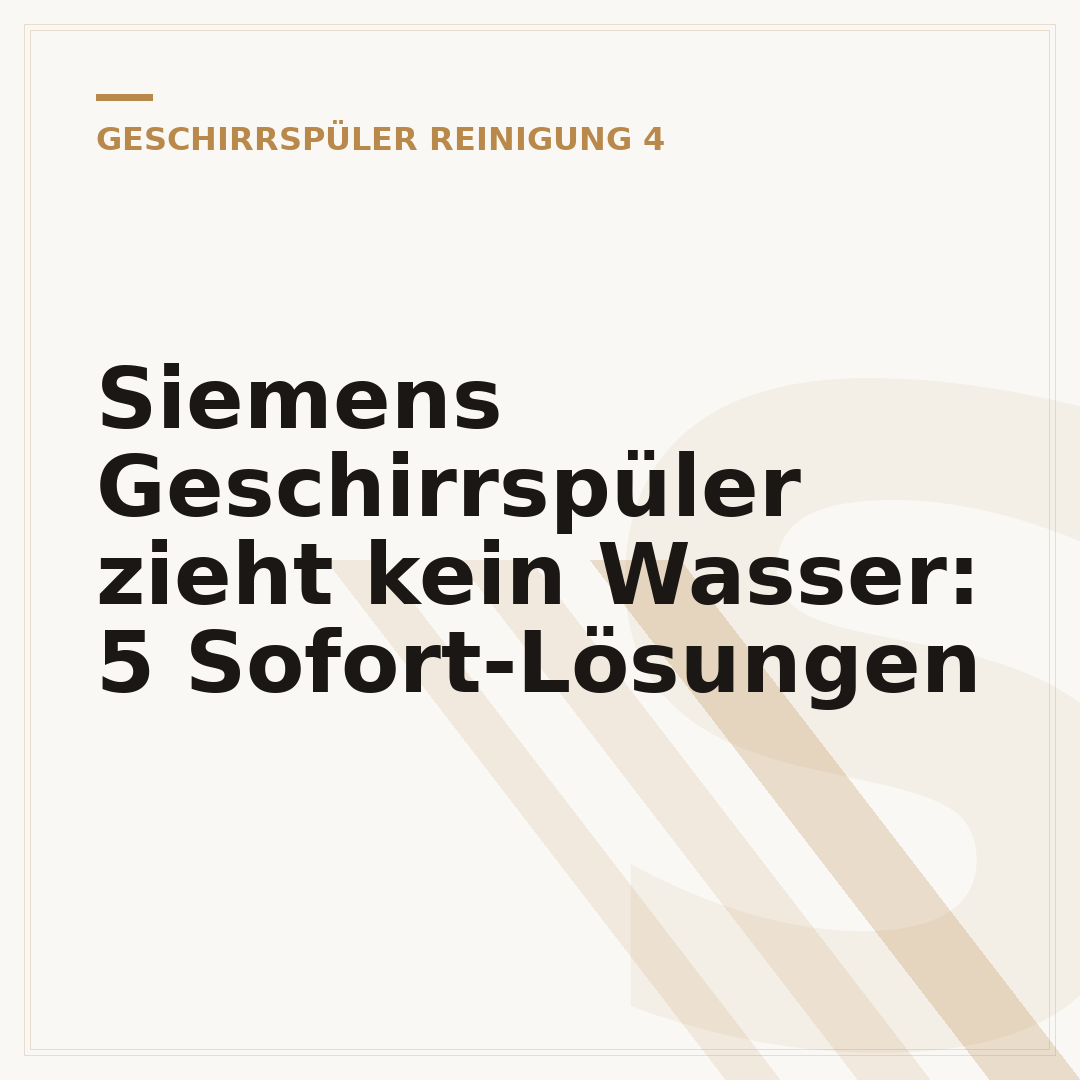 Siemens Geschirrspüler zieht kein Wasser: 5 Sofort-Lösungen