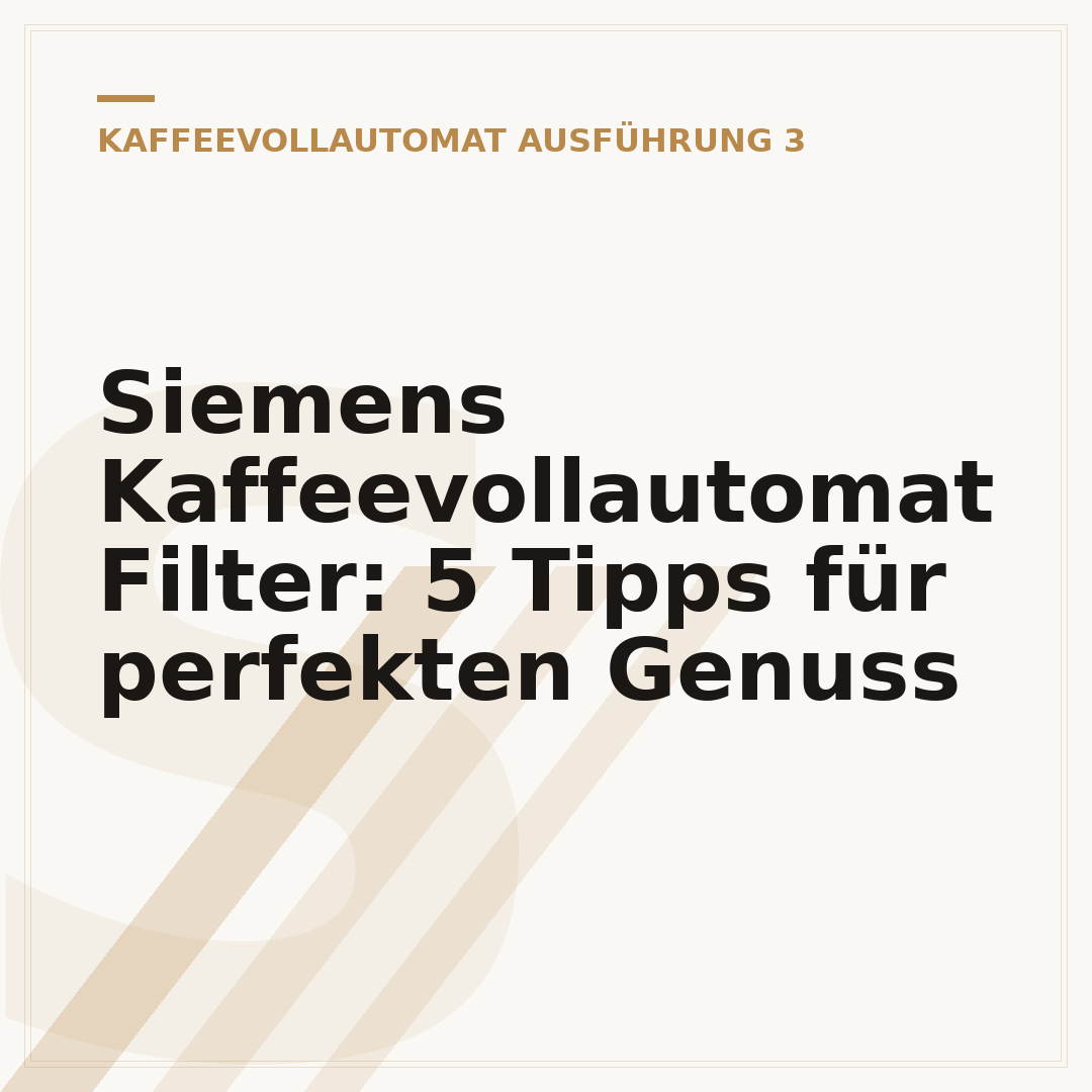 Siemens Kaffeevollautomat Filter: 5 Tipps für perfekten Genuss