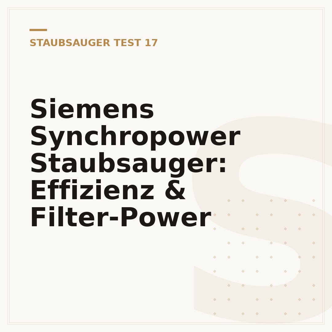 Siemens Synchropower Staubsauger: Effizienz & Filter-Power