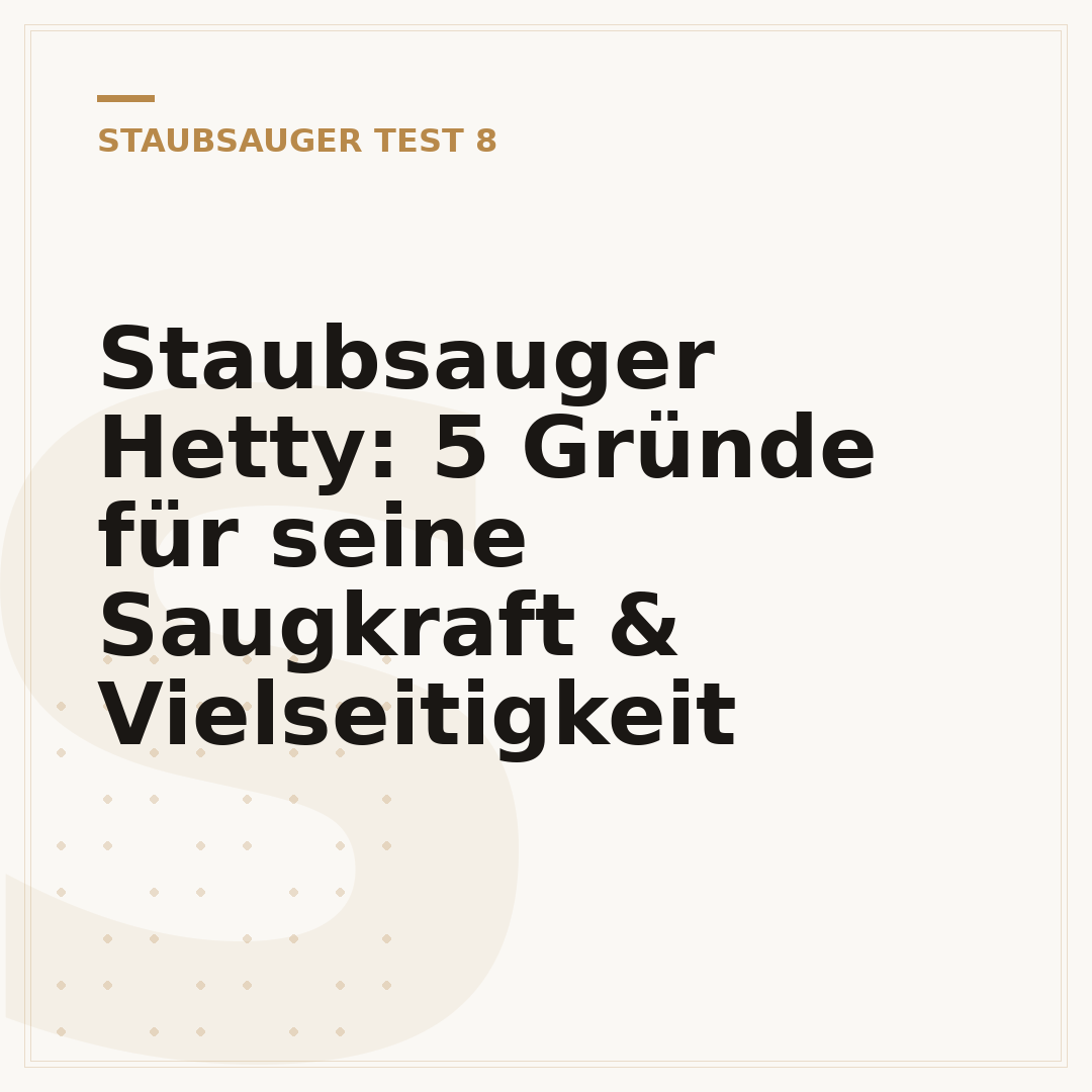 Staubsauger Hetty: 5 Gründe für seine Saugkraft & Vielseitigkeit