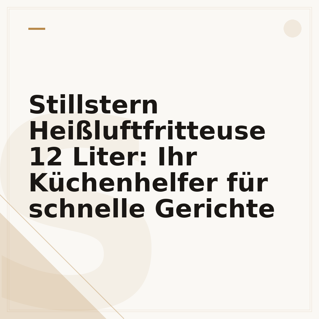 Stillstern Heißluftfritteuse 12 Liter: Ihr Küchenhelfer für schnelle Gerichte