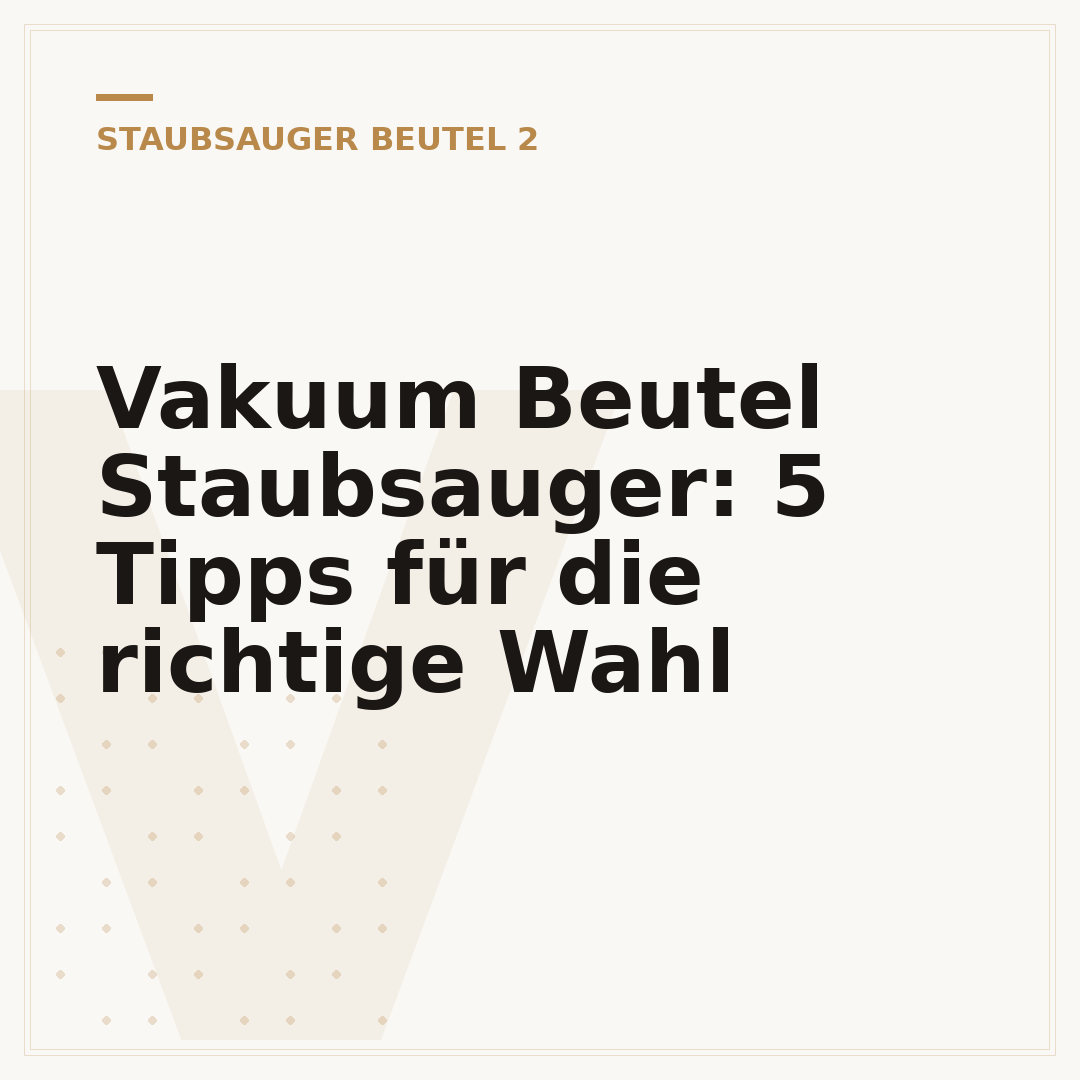 Vakuum Beutel Staubsauger: 5 Tipps für die richtige Wahl